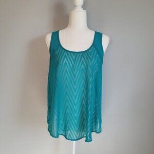 💘Eyelash Teal Chevron Racerback Tank Top Lightweight Blouse Size Medium